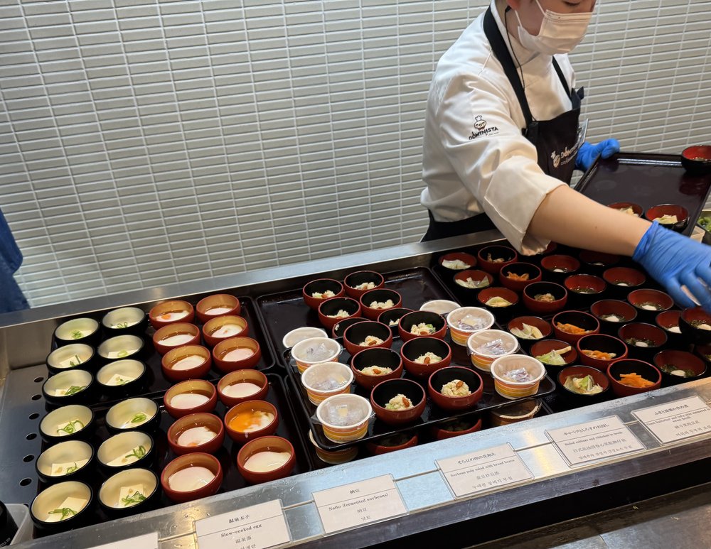 Japanese dishes for breakfast at the Dormy Inn.