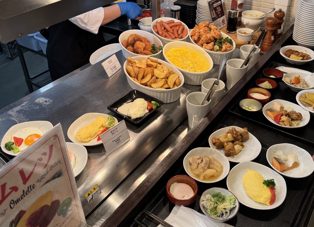 Western style options for breakfast at the Dormy Inn.