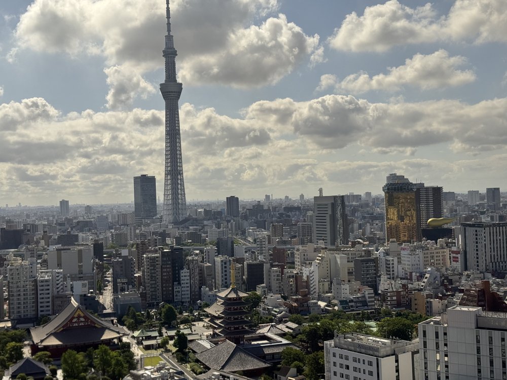 Tokyo Skytree on the left with the Asahi Beer complex to the right.