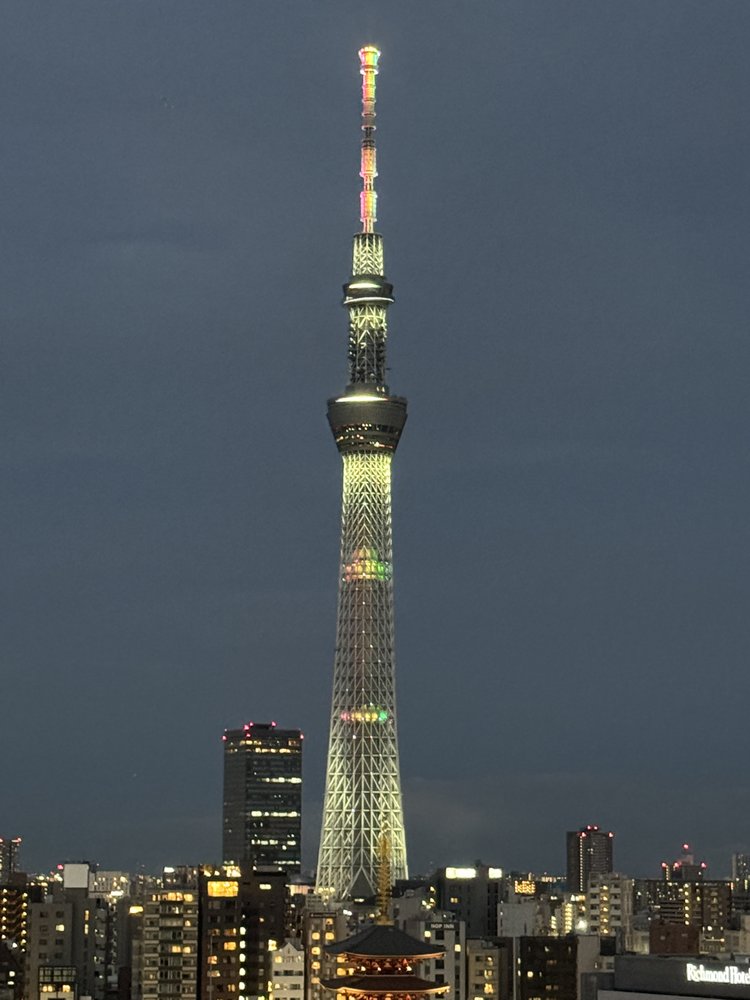 Tokyo Skytree as seen from the 12th floor of the Asakusa View Hotel.