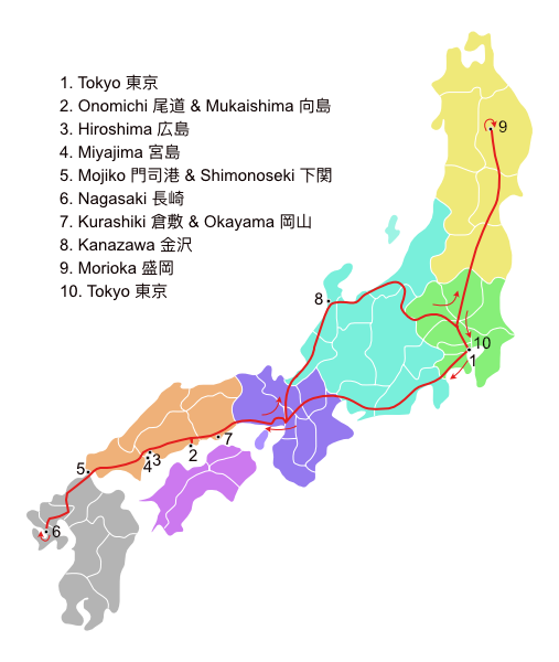 Intended route round Japan