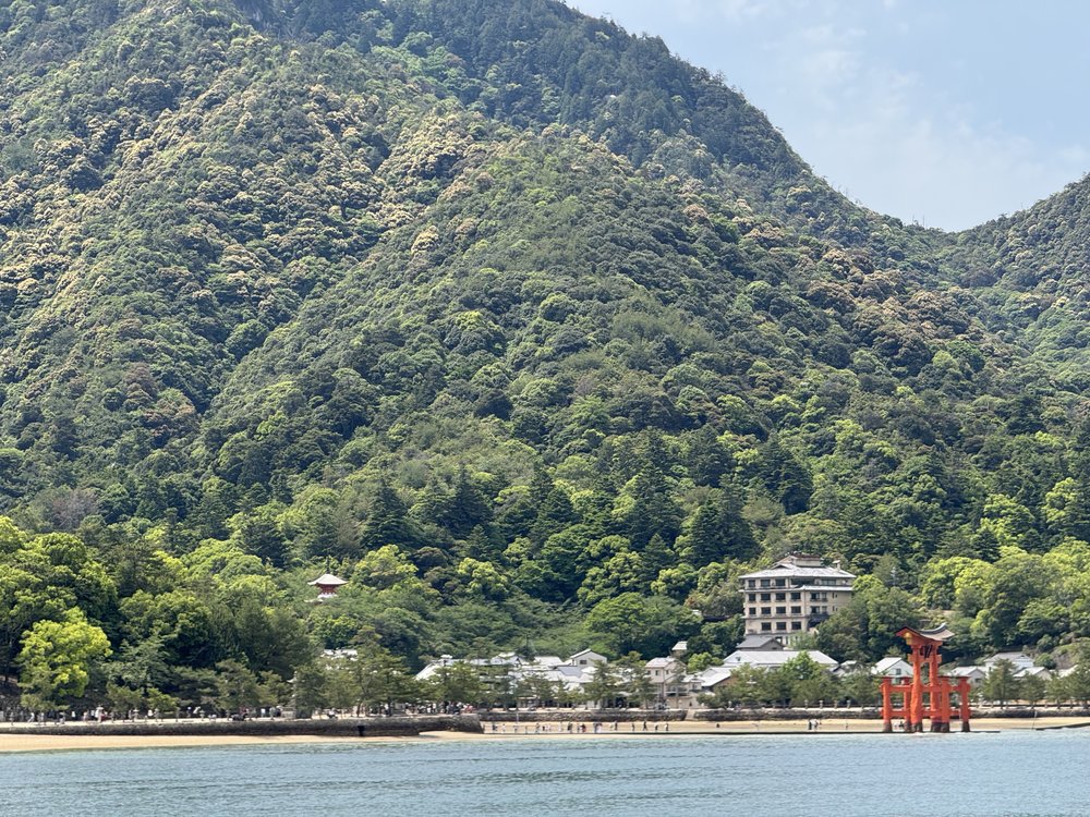 The Ootorii (Grand Torii Gate) with Mount Misen behind.